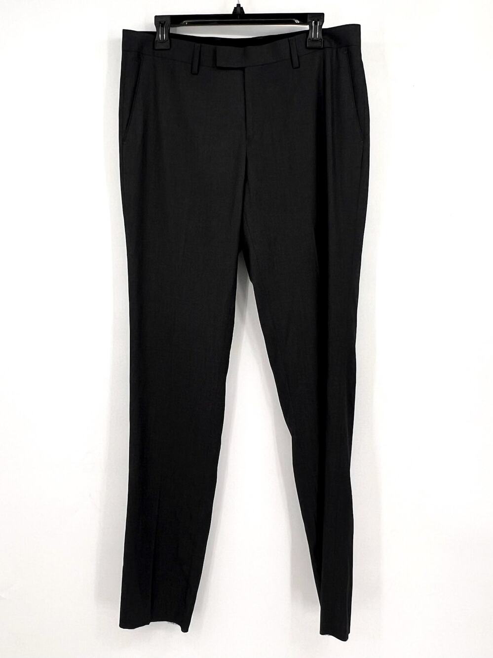 SOUL OF LONDON Men's Slim Straight Dress Pants 34R Grey Birdseye Flat Front NWT